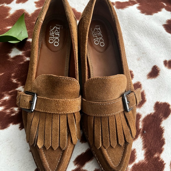 FRANCO SARTO Brown Suede Loafers with Fringe Detail - Picture 3 of 8